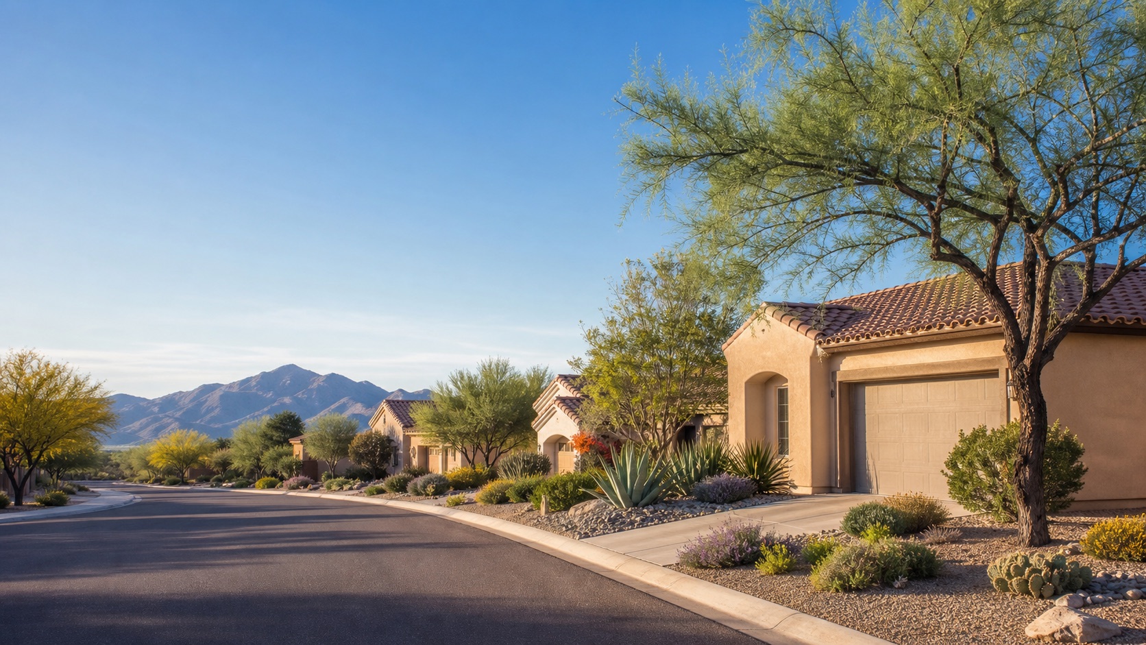 Sahuarita home with Southwestern desert landscaping